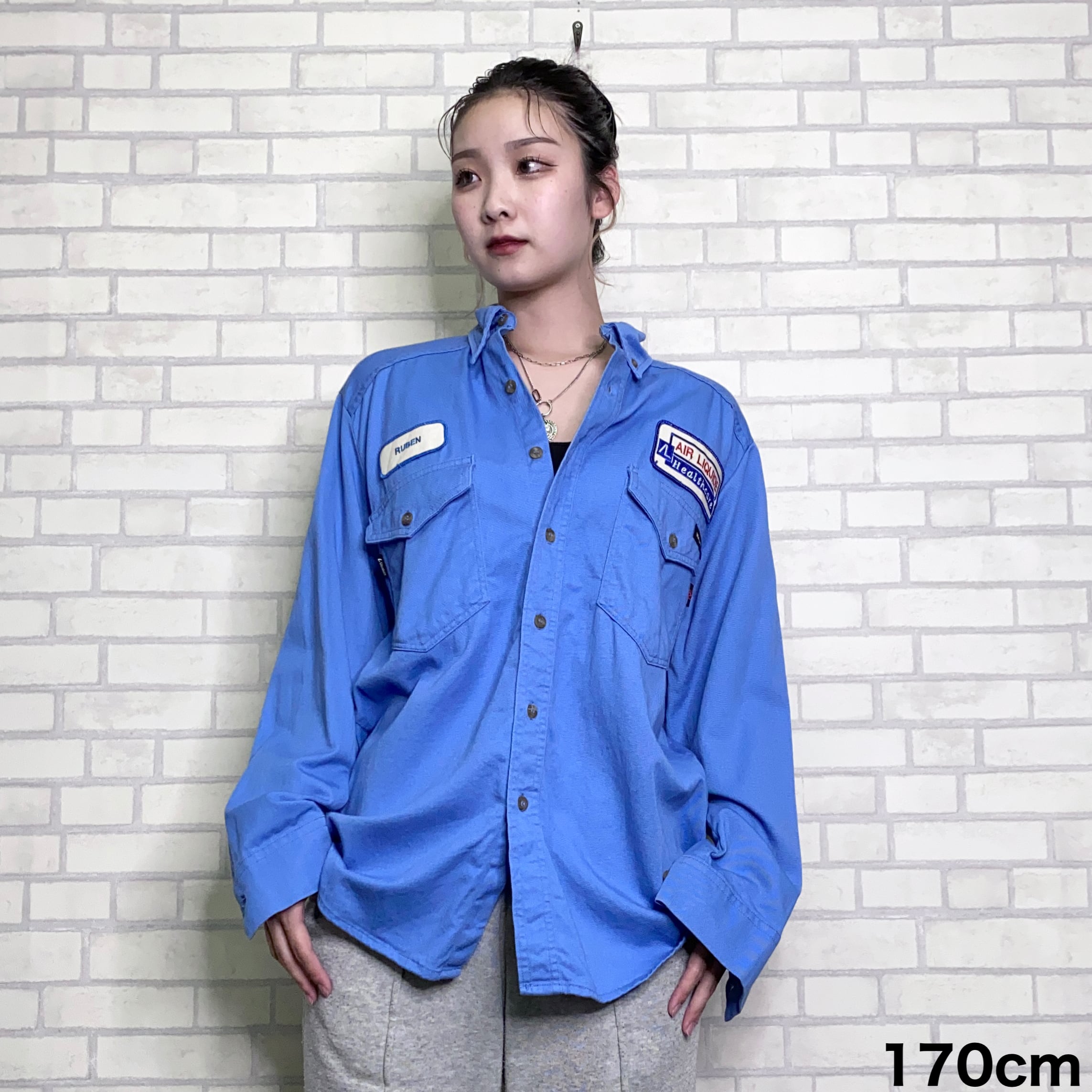 Workrite 長袖ワークシャツ L相当 ワッペン 厚手 | 古着屋OLDGREEN