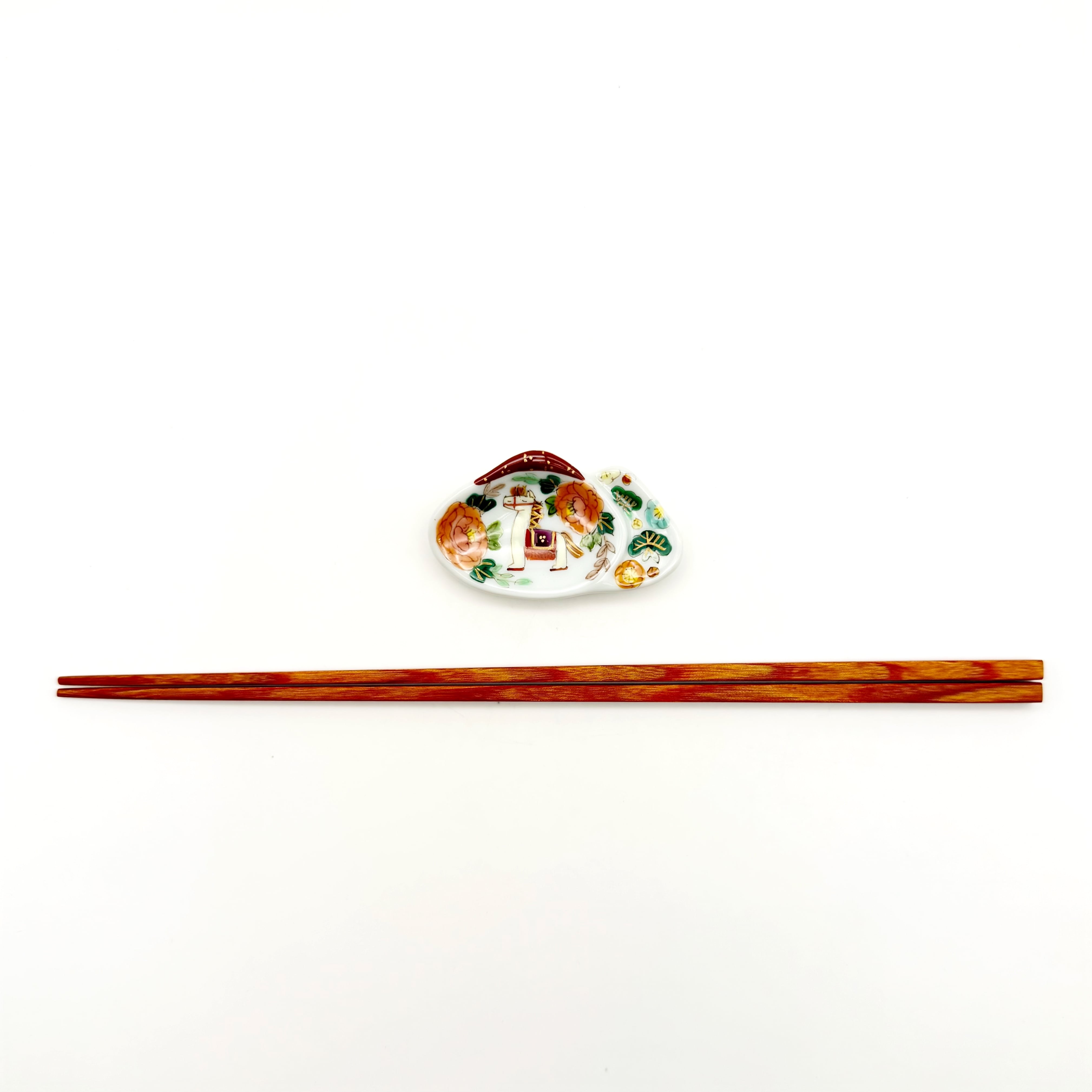 午(松竹梅と牡丹A) 二枚貝箸置き《曽我部治子》 | 24to3［西富陶磁器
