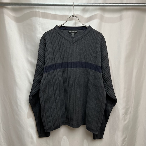 croft & barrow　リブ編み　コットン　ニット　プルオーバー　L