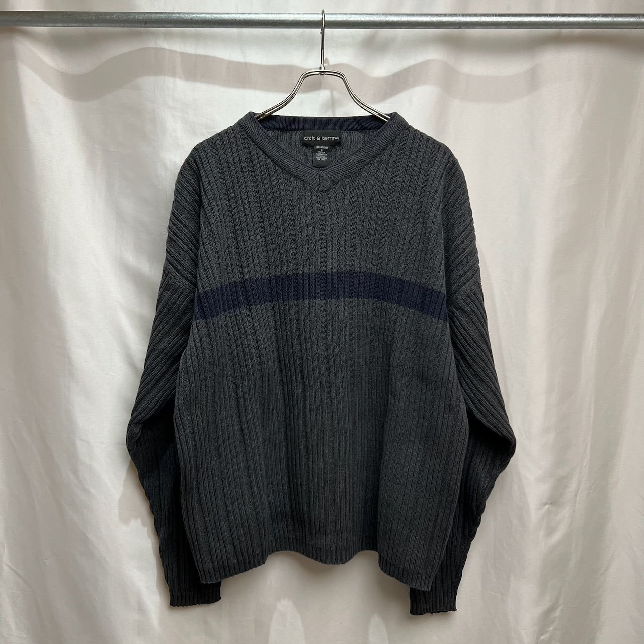 croft & barrow リブ編み コットン ニット プルオーバー L