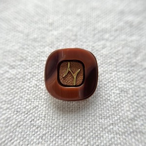 ●『2個セット』スクエア マーブルブラウン×ゴールドライン 17.5㎜