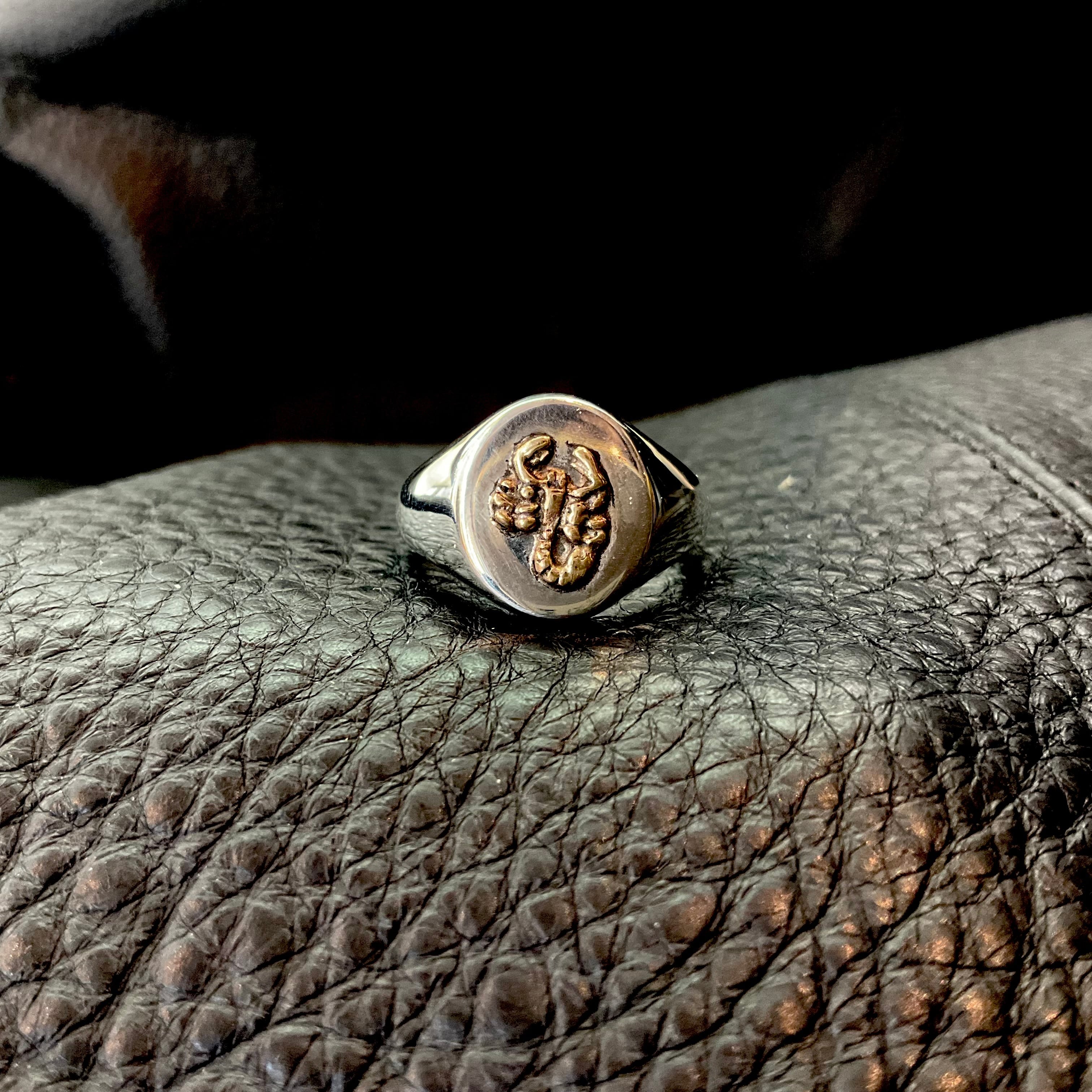 StaceyHare Jewellery Silver and Gold Scorpion Signet Ring