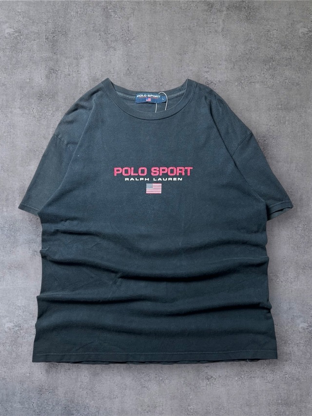 Polo Sport Ralph Lauren American Flag Logo Black Short Sleeve T-Shirt