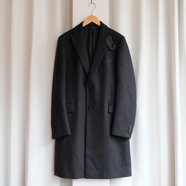 HERMES LEATHER CHIN STRAP WOOL COAT
