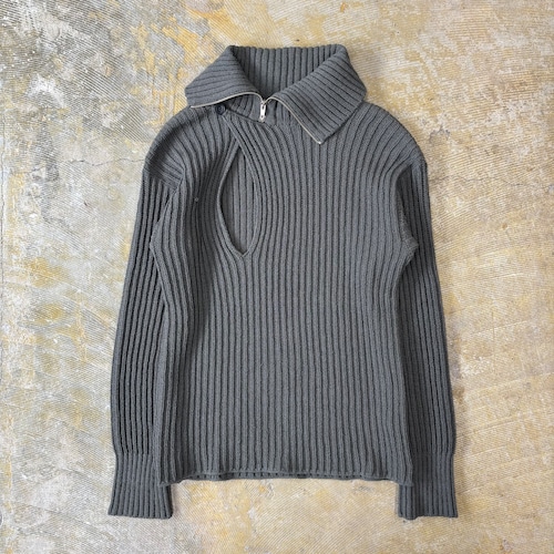 GIORGIO ARMANI / Zip-up neck designed knit sweater GIORGIO ARMANI / Zip-up neck designed knit sweater