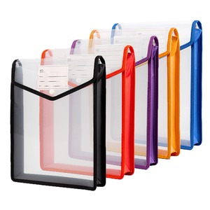 【在庫のみ】ボタン式ファイル袋 ファイルケース 5個セット 透明 オシャレ 可愛い 5色 大容量 プラスチック 防水 ァイルケース A4収納 書類整理 (縦式)
