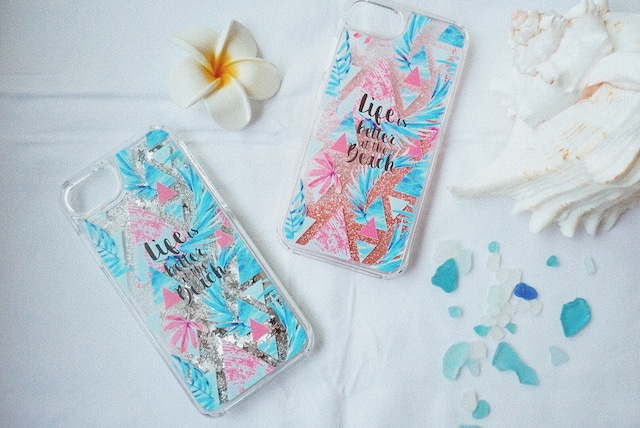 glitter iPhone case【triangle leaf pattern】受注制作