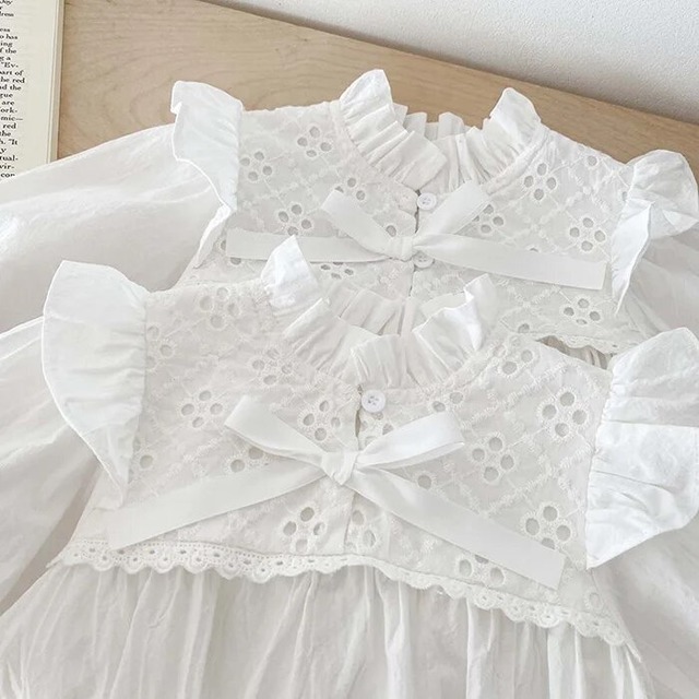 【取寄】爽やかなホワイトコーデにピッタリ!フリルリボンワンピース