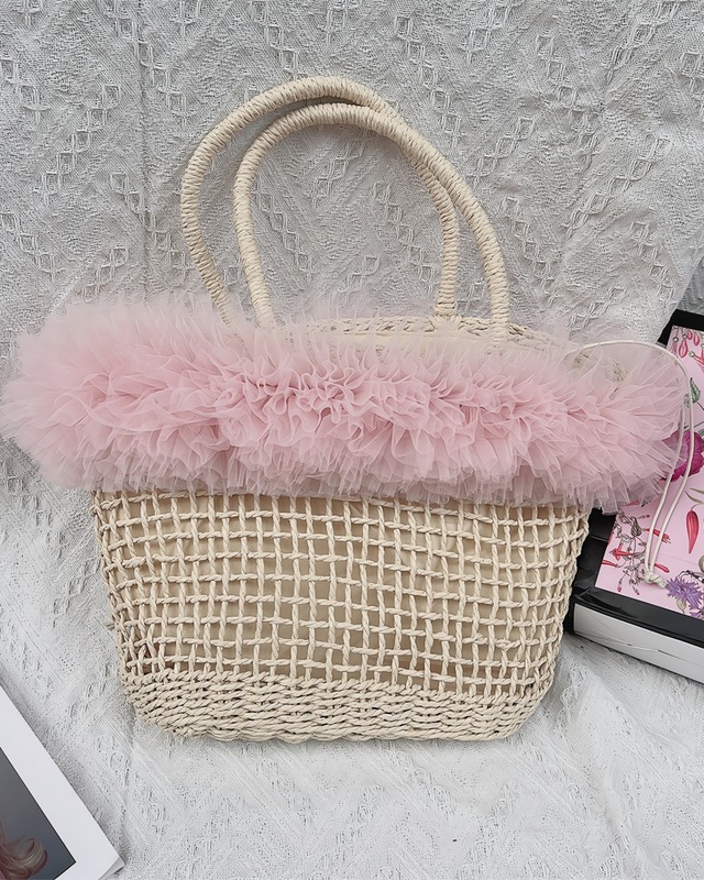 チュールレースストローバッグ（4 colors）　2505001