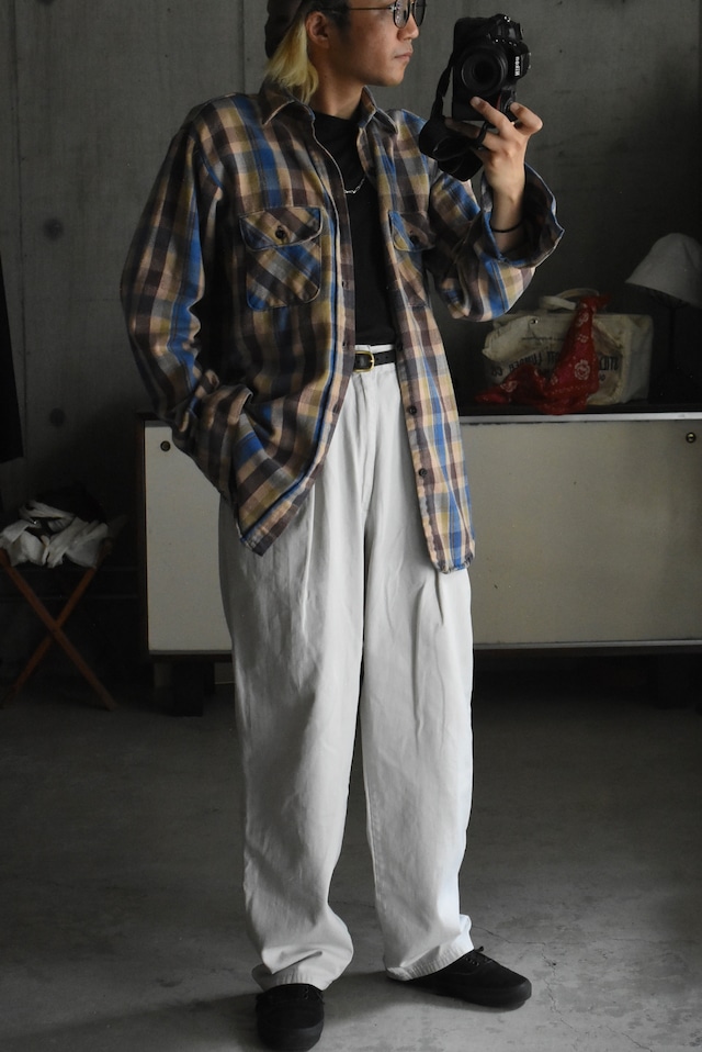 OK/80's "FIVE BROTHERS" heavy cotton check flannel shirt