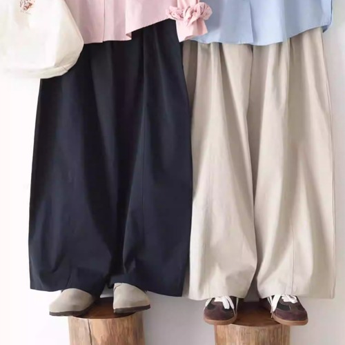 3色／タックコットンパンツ ・10372