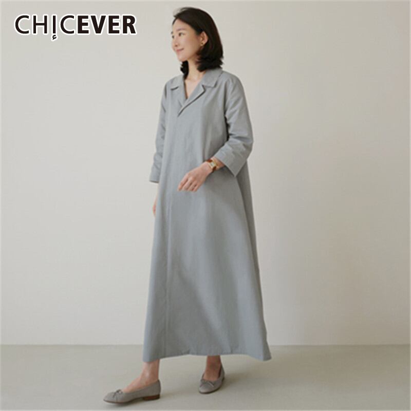 CHICEVERシャツストレートドレスレディースラペル長袖ルーズプラスサイズドレス2020秋の潮 ロング 大きめサイズ オータム 秋物 6base594381079633