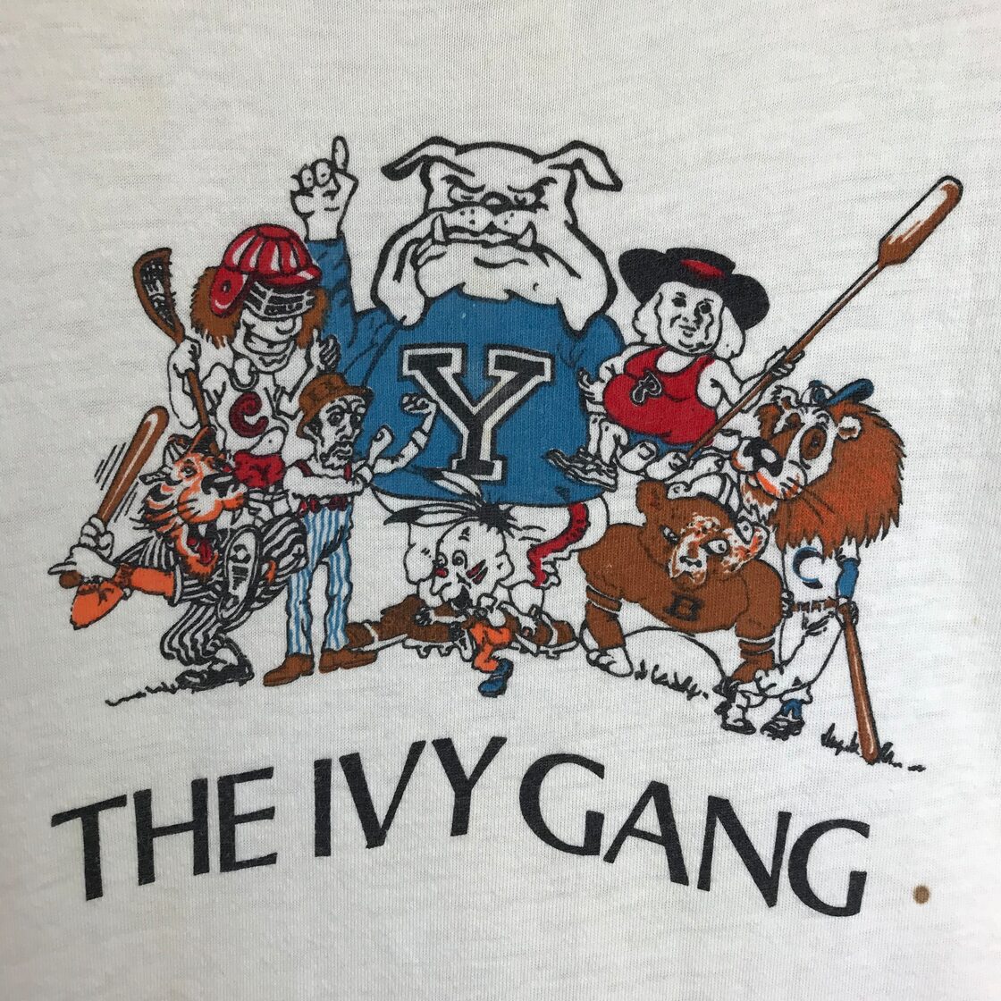 USA製 70s VINTAGE Champion THE IVY GANG COLLEGE 染み込みプリント  