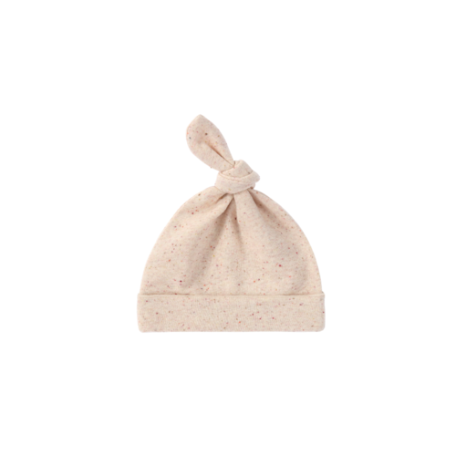 Organic Knotted Hat [ Beige Speckled ] / SUSUKOSHI      [ススコシ オーガニック 帽子 ベビー服 新生児]