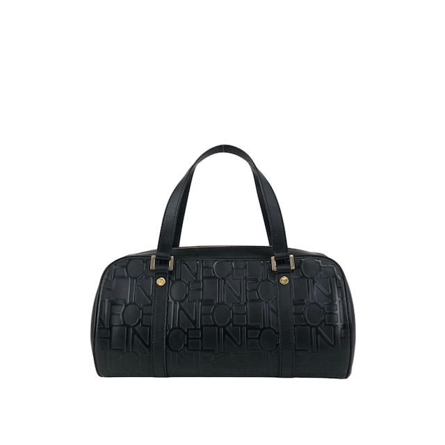 CELINE セリーヌ ハンドバッグ ブラック ロゴ型押し レザー ロールバッグ vintage ヴィンテージ オールド 2jj6ge