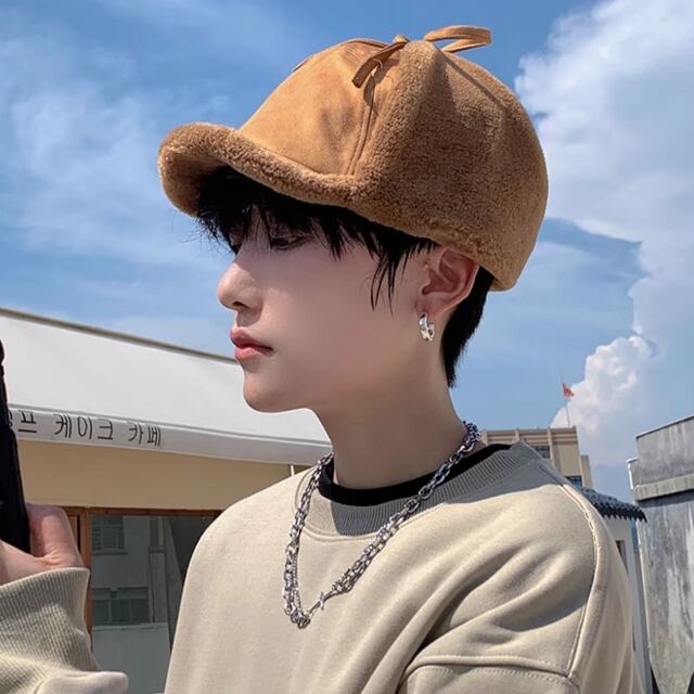 予約販売】パイロット帽 メンズ キャメル 耳当て ボア ストリート