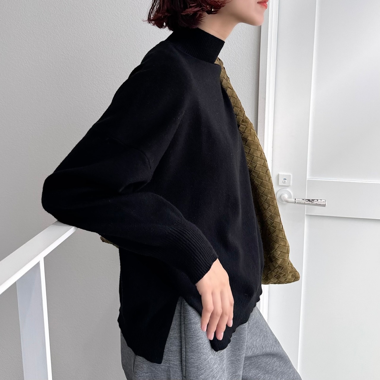 yawamochi high gauge design knit/black