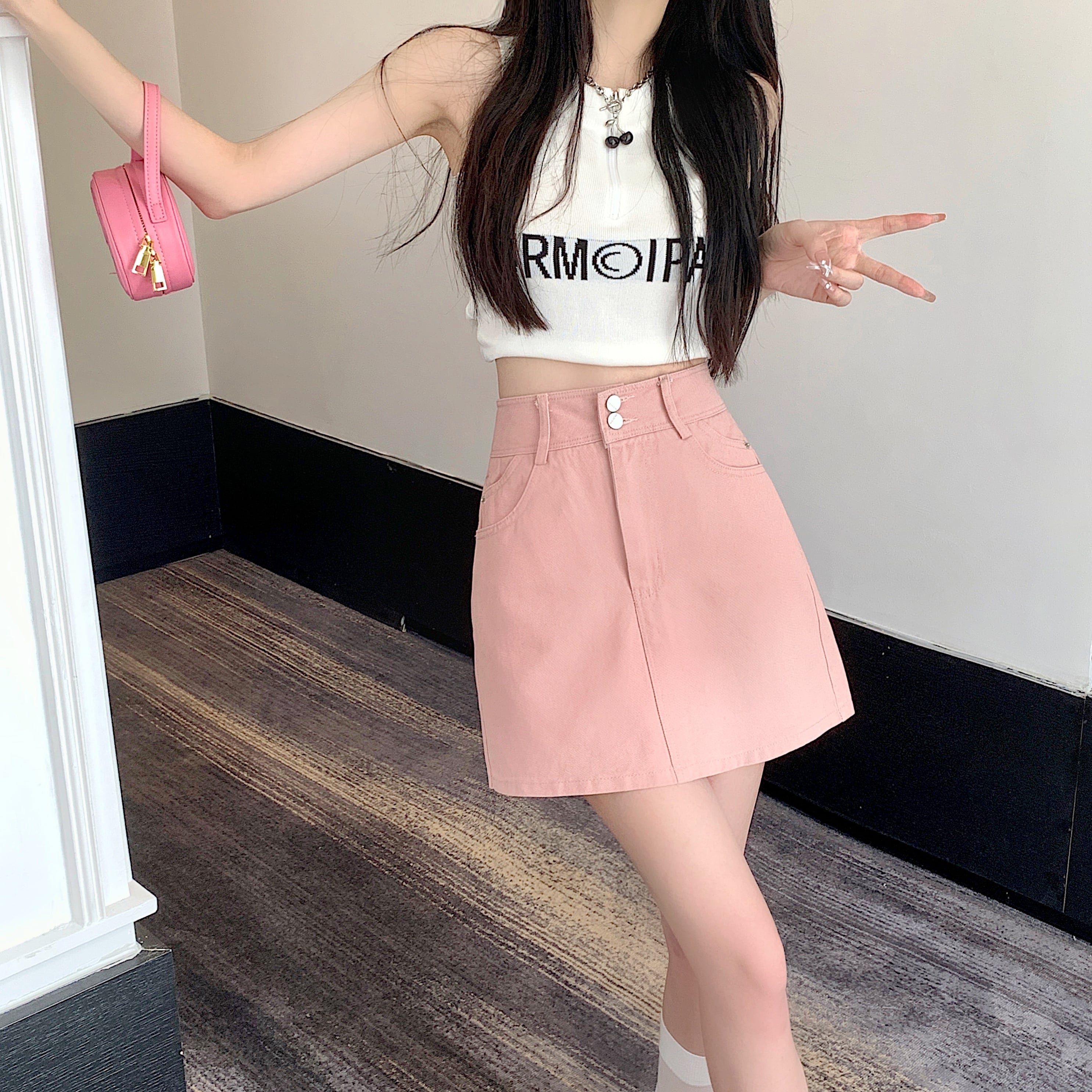 スカート レディース 4色 デニムスカート ミニ丈 ショート丈 台形