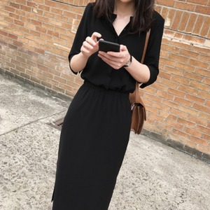 ヘップバーンスタイルのリトルブラックワンピース 【MKOP22】