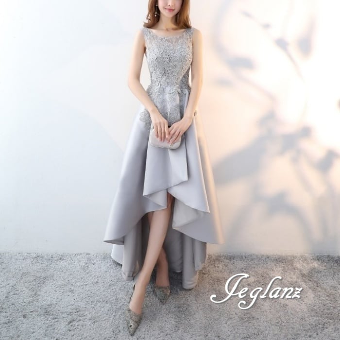 3色 パーティドレス 刺繍 フィッシュテール ワンピース Aライン (M0789)★ ζ