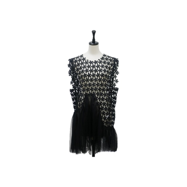 【再販】Flower lace tulle peplum tops