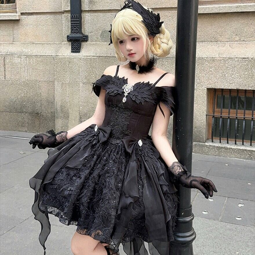 withU ゴスロリ ワンピース ゴスロリ ワンピース WithU 黒 フリル 地雷系 ブラック 黒