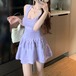 4色／ノースリーブフレアニットワンピ ・77099