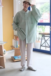 Striped Cotton High-Waist Trousers