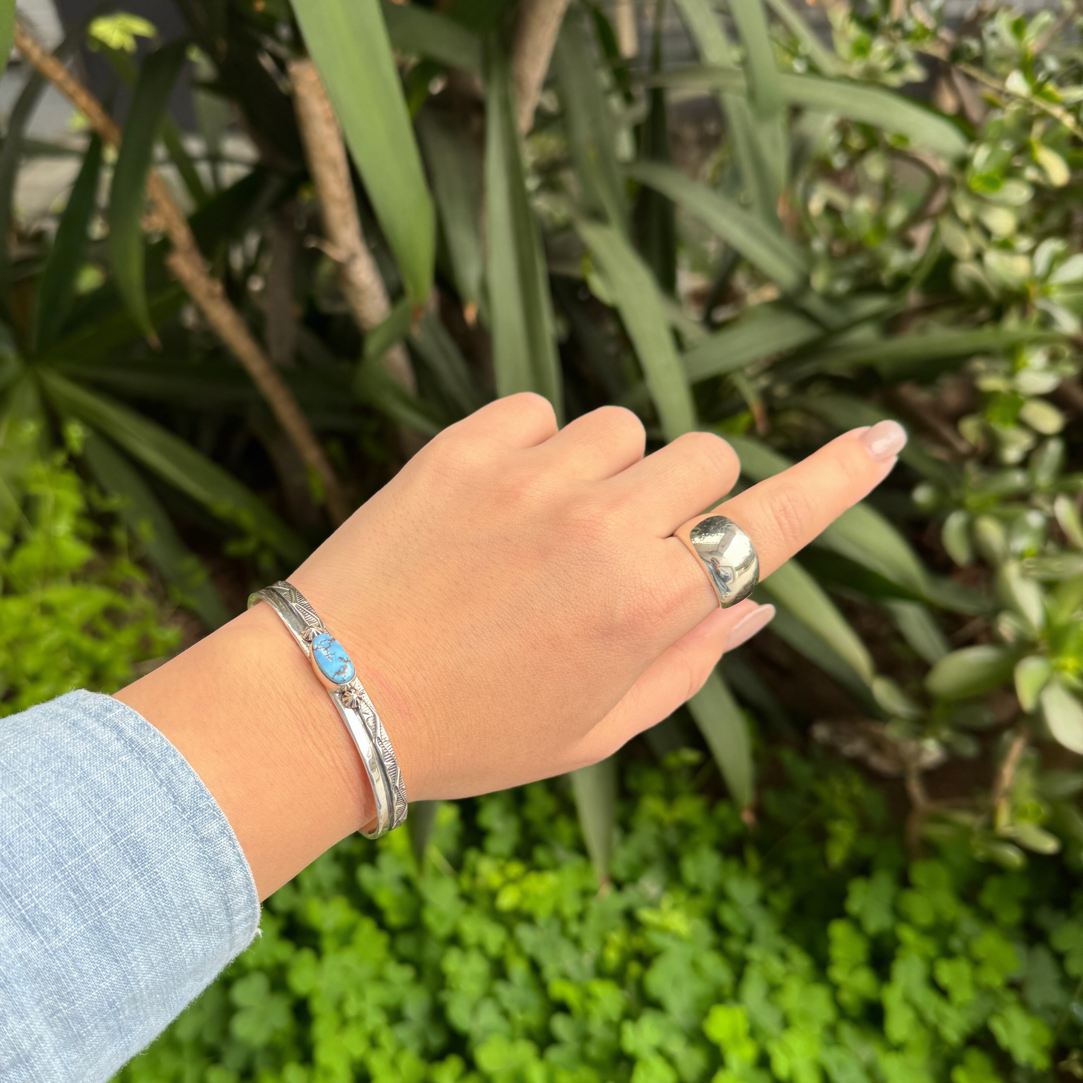 ラスト1点！】《Indian Jewelry 》 ゴールデンヒル ターコイズ 横