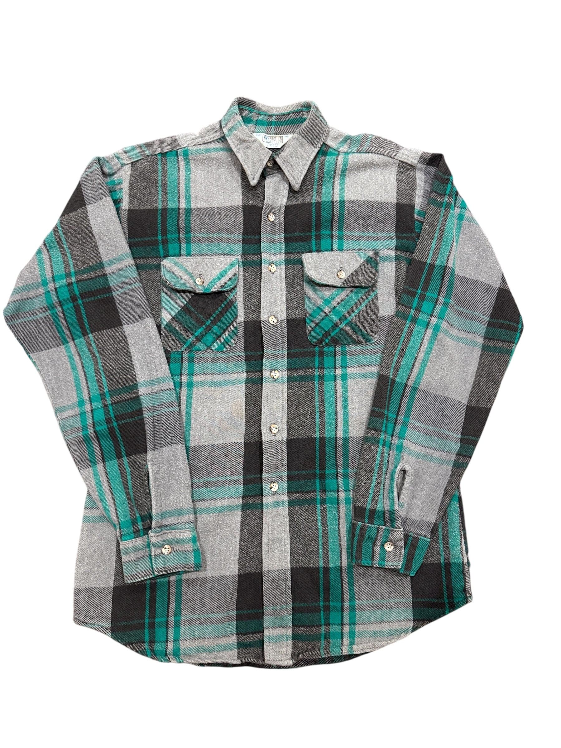90s ファイブブラザー USA製 ヴィンテージネルシャツ 黒緑