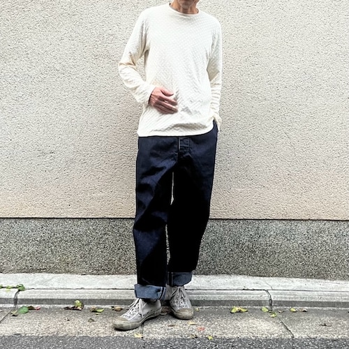 THE HINOKI / ザ・ヒノキ　ORGANIC COTTON CHECKER CREW NECK Ｔ-SHIRT / チェッカークルーネックＴシャツ＃23Ｗ-30 NATURAL