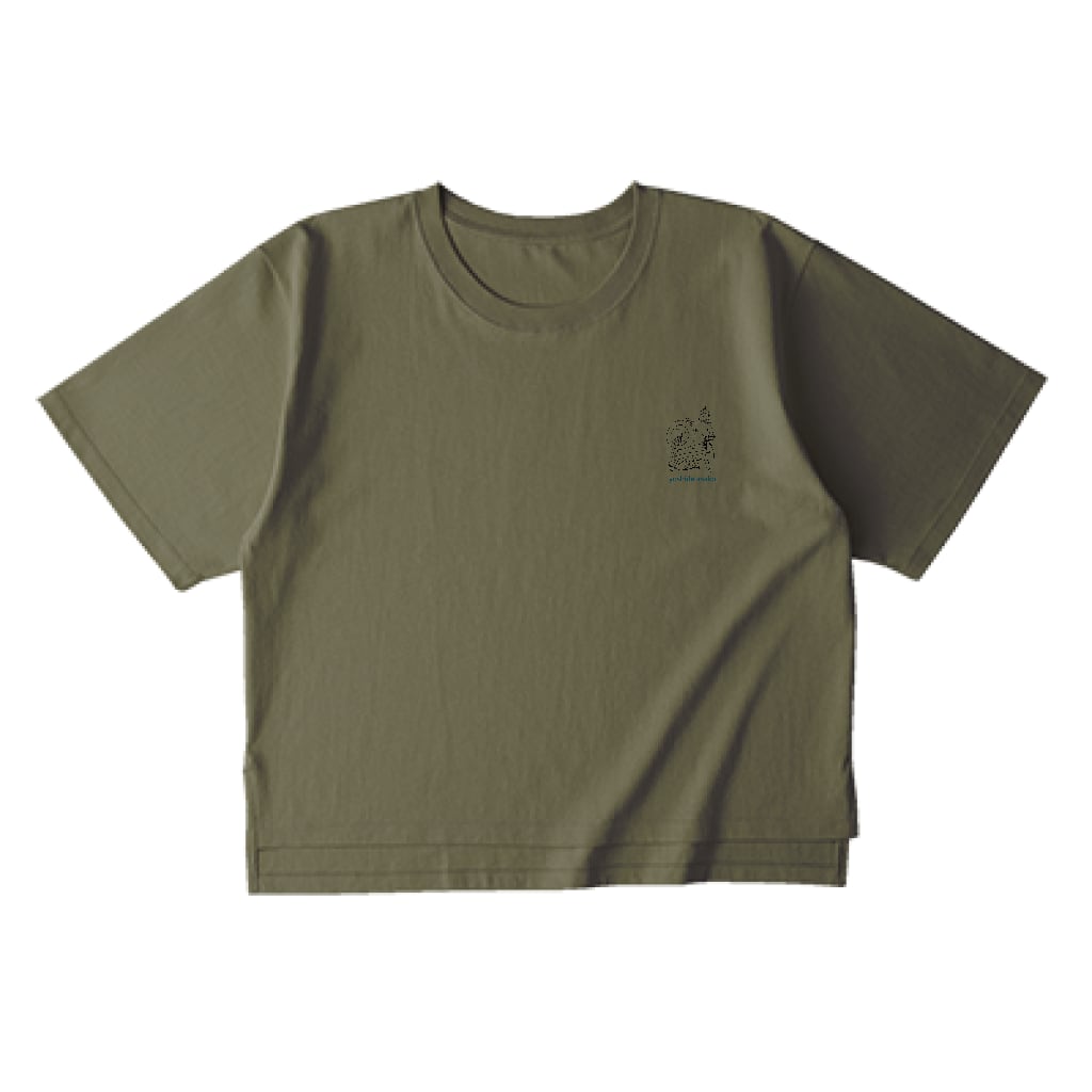 原毛洗い!Tシャツ(アーミーグリーン・オリジナルプリント/Cross Stitch オープンエンドマックスウェイト ウィメンズオーバーTシャツ)