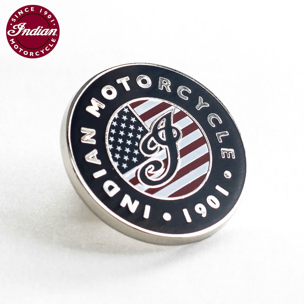 ピンバッジ インディアンモーターサイクル Indian motorcycle USA Flag