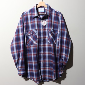Deadstock L 70s Sears USA 綿ポリ 長袖チェックシャツ コットンポリ