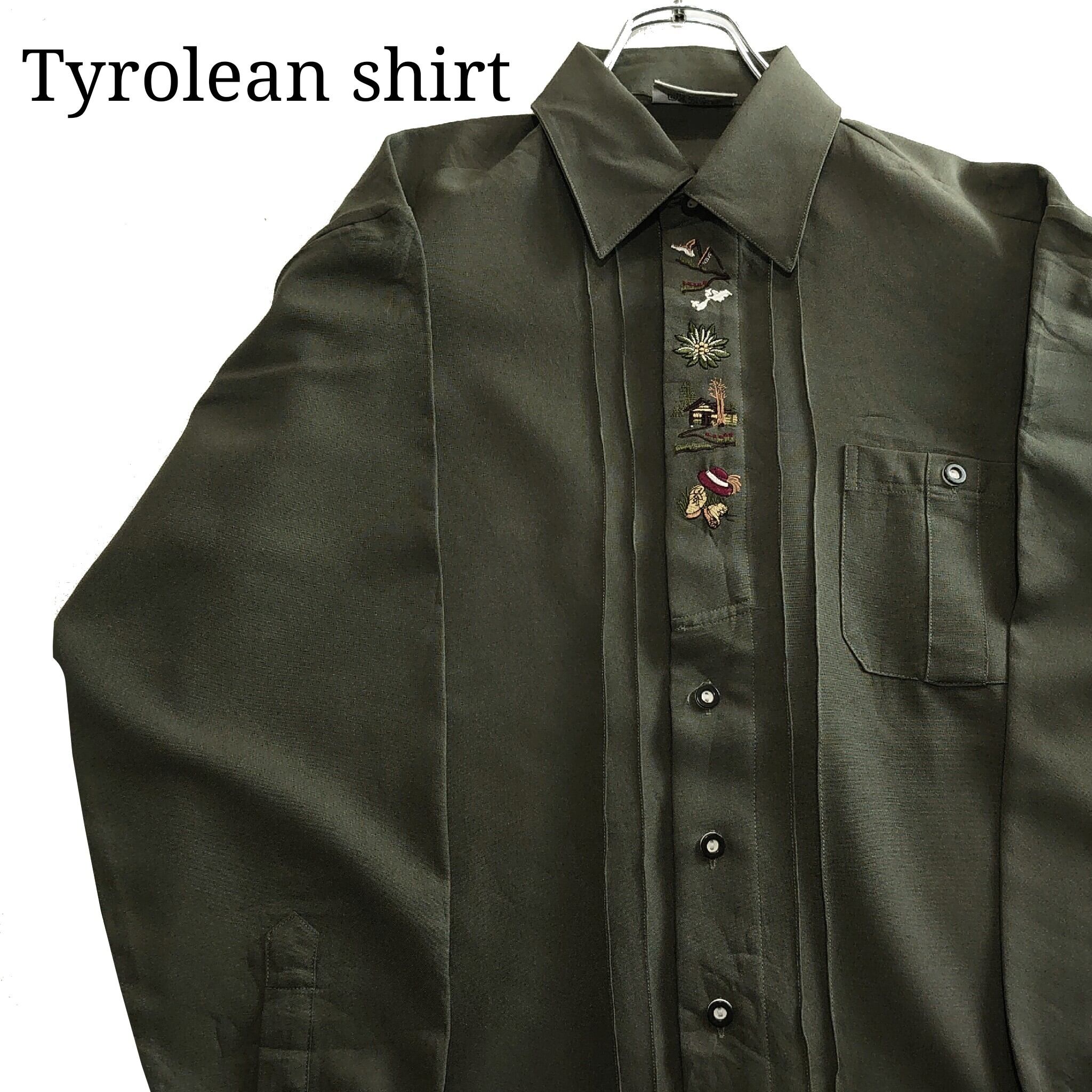 2023好評 Tyroleanshirt チロリアンシャツ 刺繍 長袖 深緑 is6PA-m48058664785 