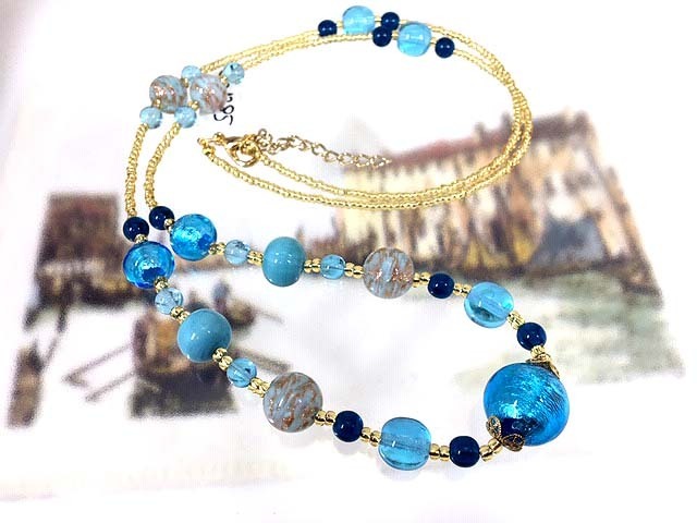 ベネチアンガラス　ロングネックレス