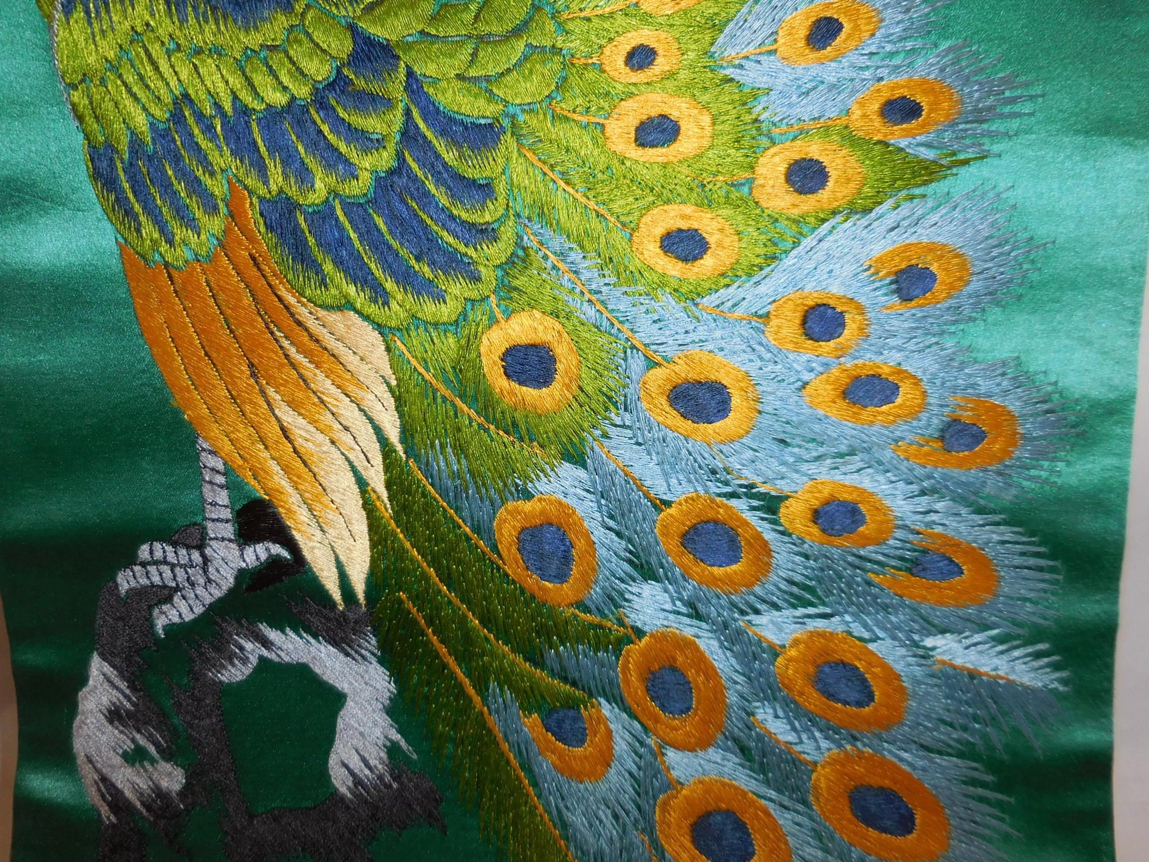 孔雀日本刺繍の開き名古屋帯 Nagoya obi sash (peacock)　 | 春夏秋冬（しき）アンティークス powered by BASE