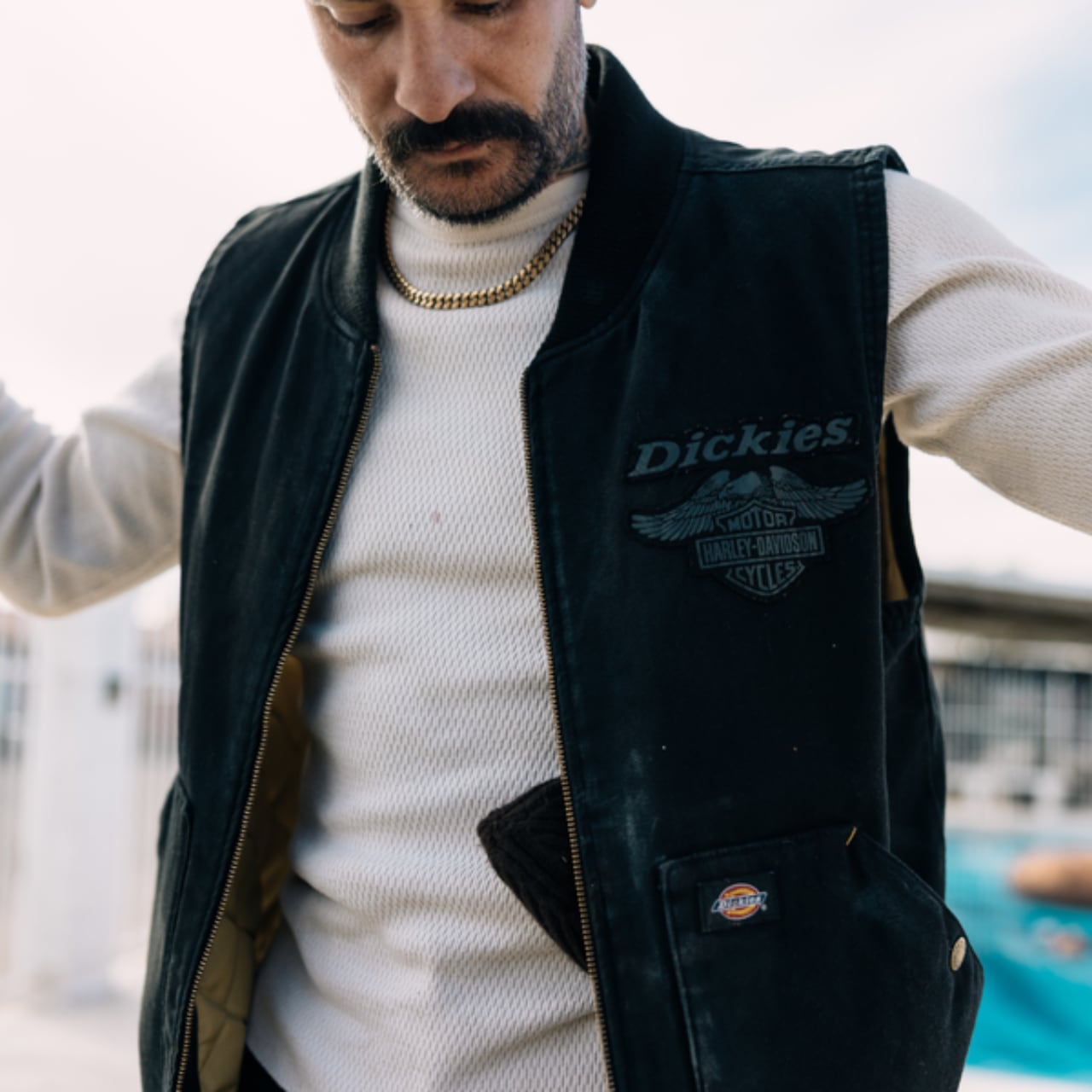Harley-Davidson 中綿ベスト オリーブ キルティング裏地 Harley-Davidson 中綿ベスト オリーブ キルティング裏地 Harley