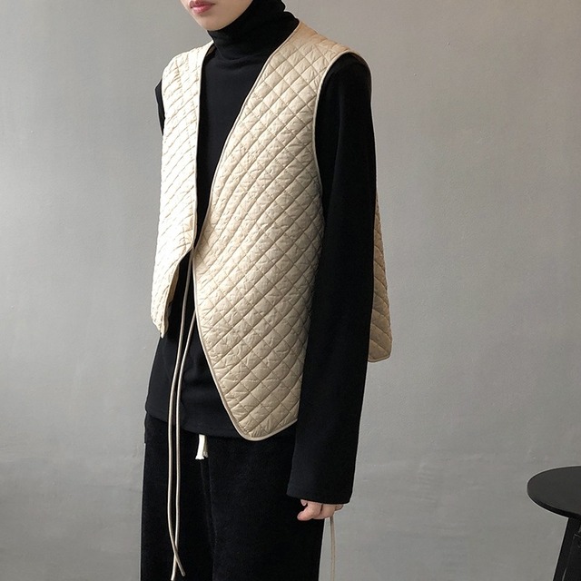 asymmetrical quilting vest〚 0032 〛