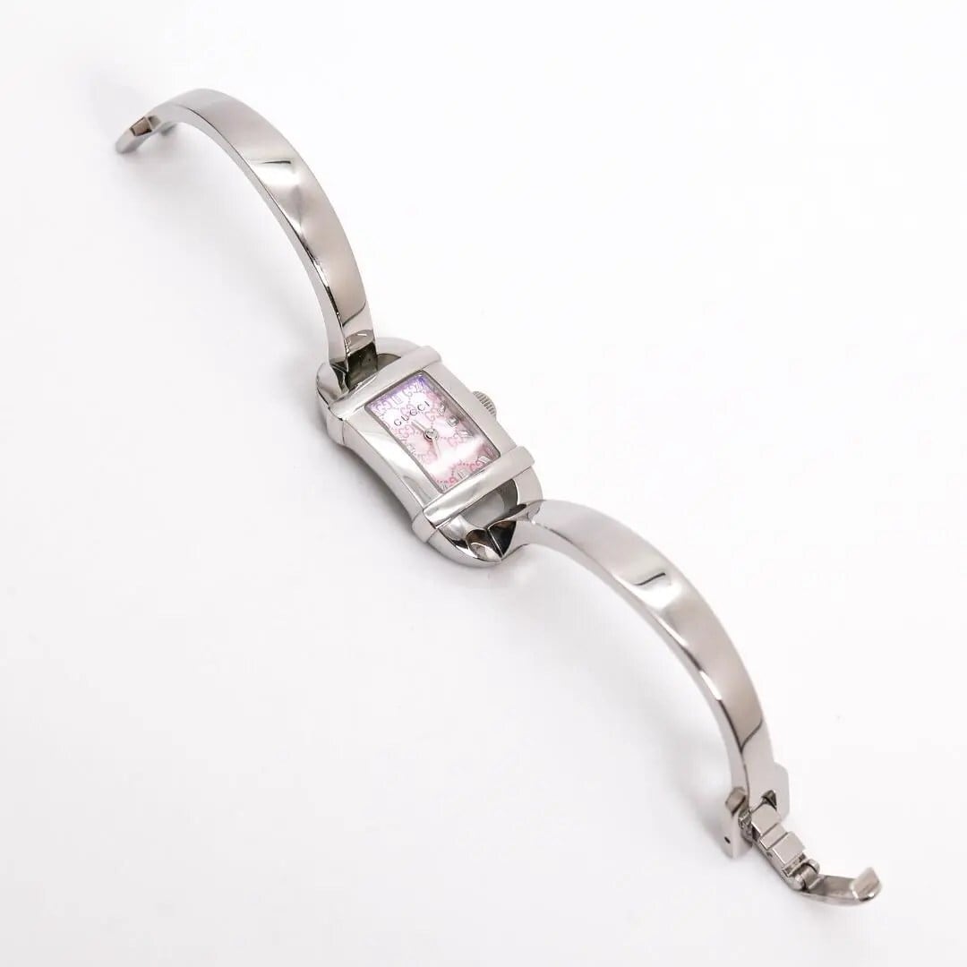 稼働 GUCCI 6800L 腕時計 GG柄 ピンク バングル 外箱 3863 | Like a