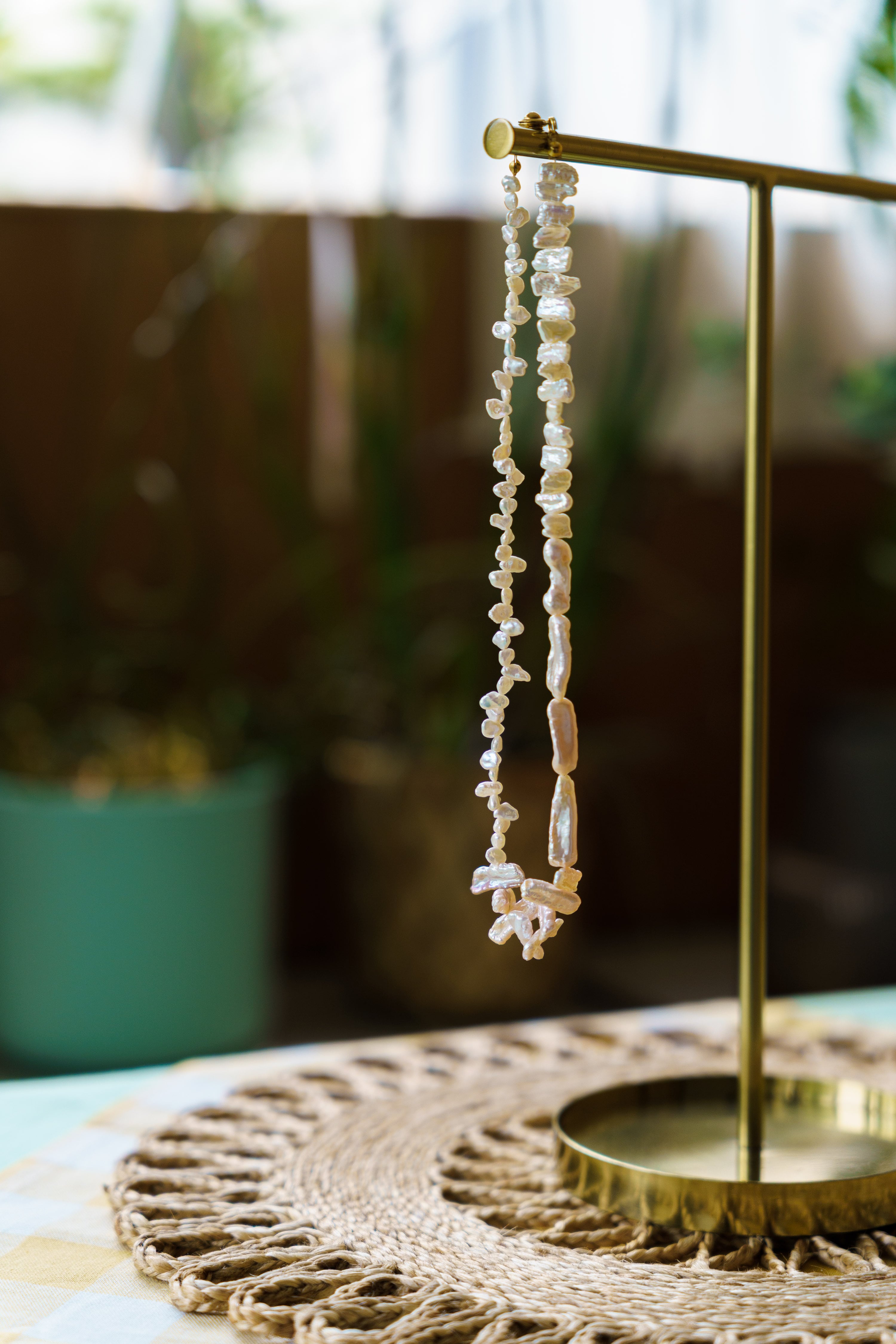 未使用 THE SHISHIKUI パールストーン リボン ネックレス シシクイ Ron