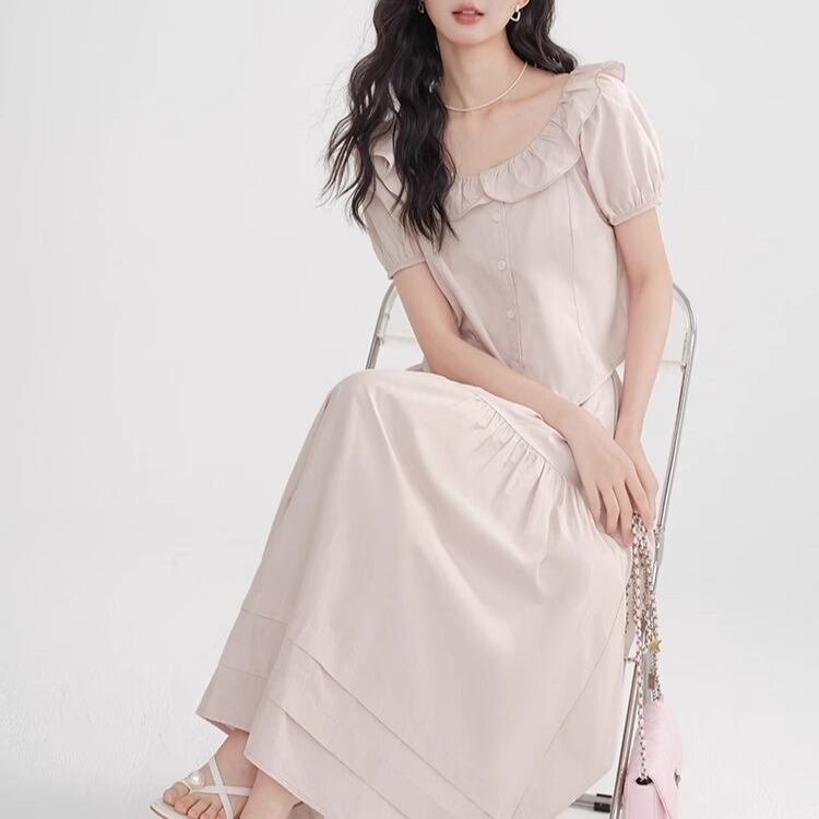 パフスリーブトップス&フレアスカート セットアップ 00440