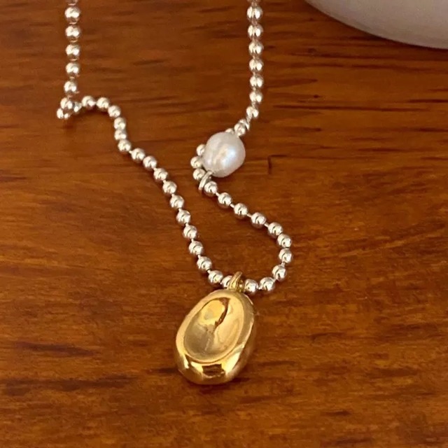 S925 gold plate with pearl necklace  (N105)
