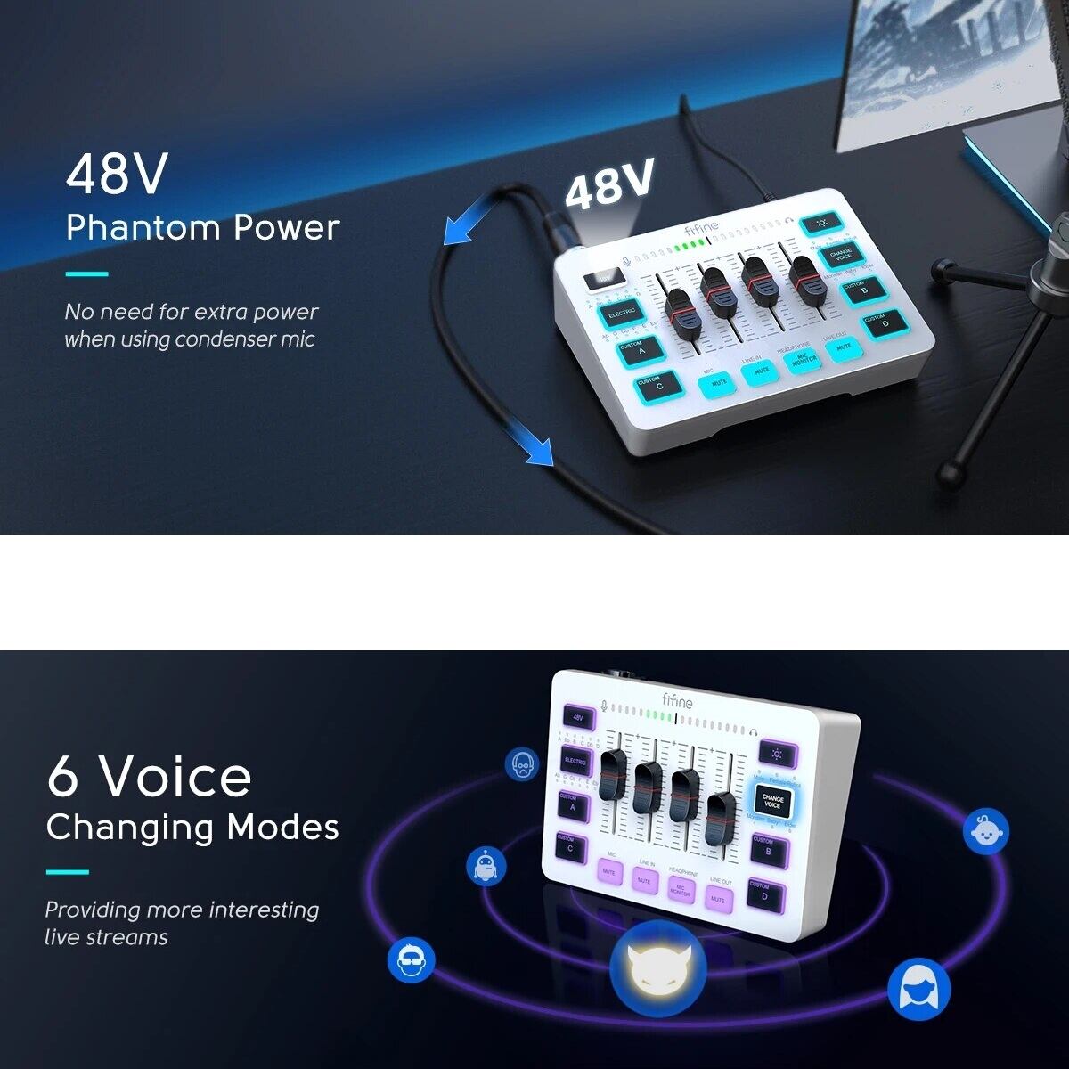 オーディオミキサー XLR ボイスチェンジャー ゲーミング fifine SC3