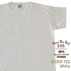 SOS from Texas Tシャツ S/S SCOOP TEE ST-2000 オーガニック コットン ティー シャツ ユニセックス スクープネック 白