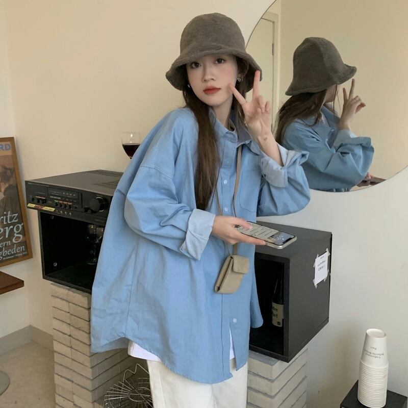 スプリングオータムシャツ ジャケット スタンダードスタイル ロング レトロ 春物 秋物 試着室60501797417