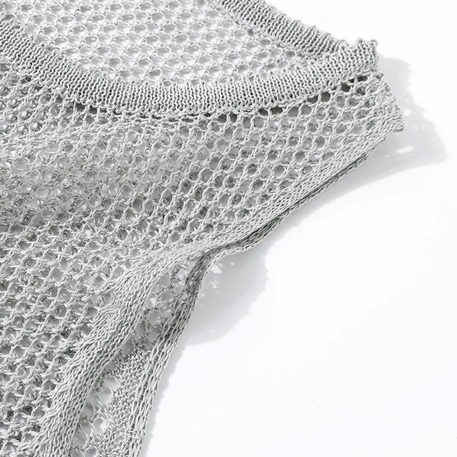 belted mesh knit docking dress L0580