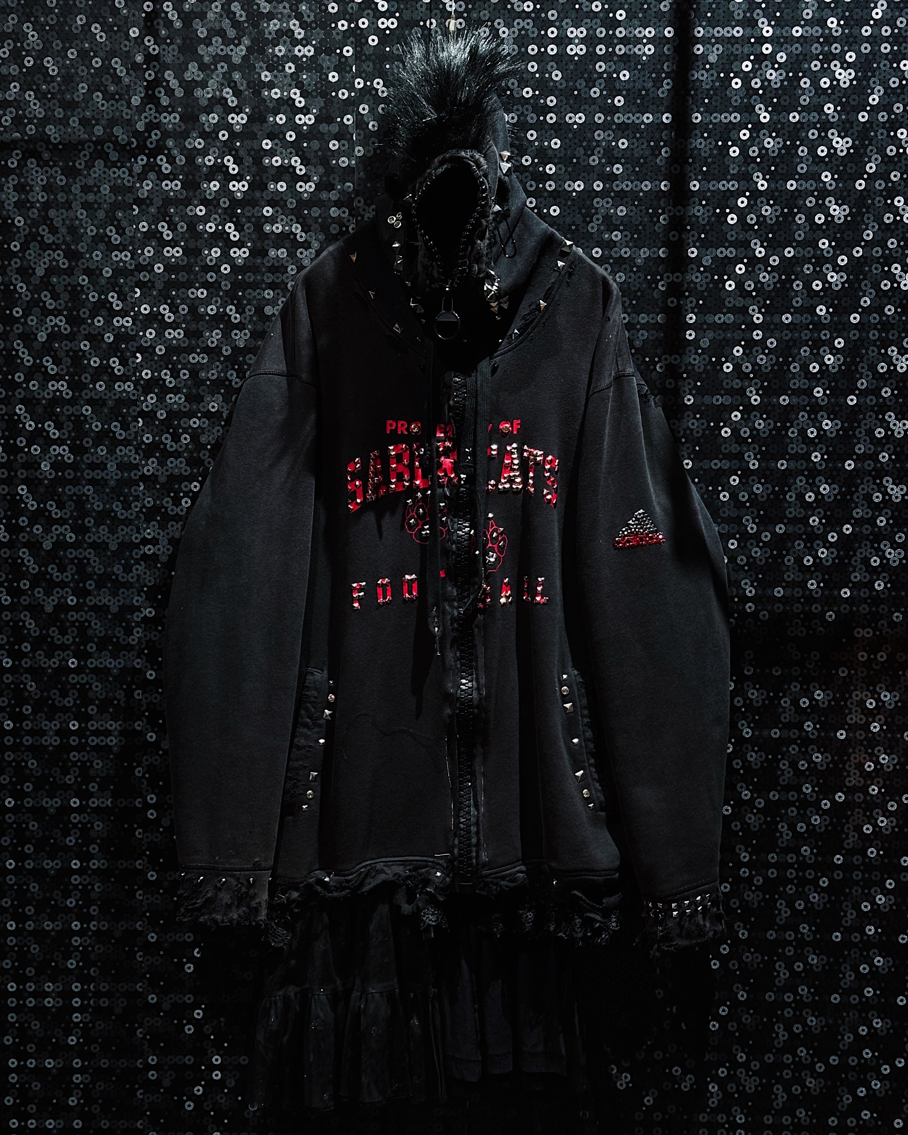 【ÆIEM】MOTHER COMPLEX “PUNK FUNERAL FOOTBALL” Mohawk Studded Hoodie Dress