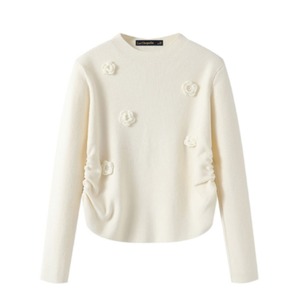 Flower Motif Knit Pullover F0260