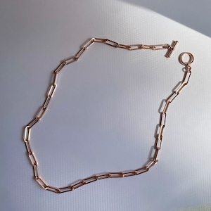 Edge Oval Chain Necklace  / K18 Rose Gold on Sterling Silver